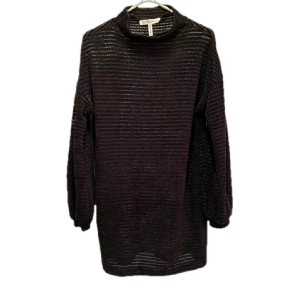 New BCBGeneration Black Semi-Sheer Mock Neck Tunic Sweater Dress M